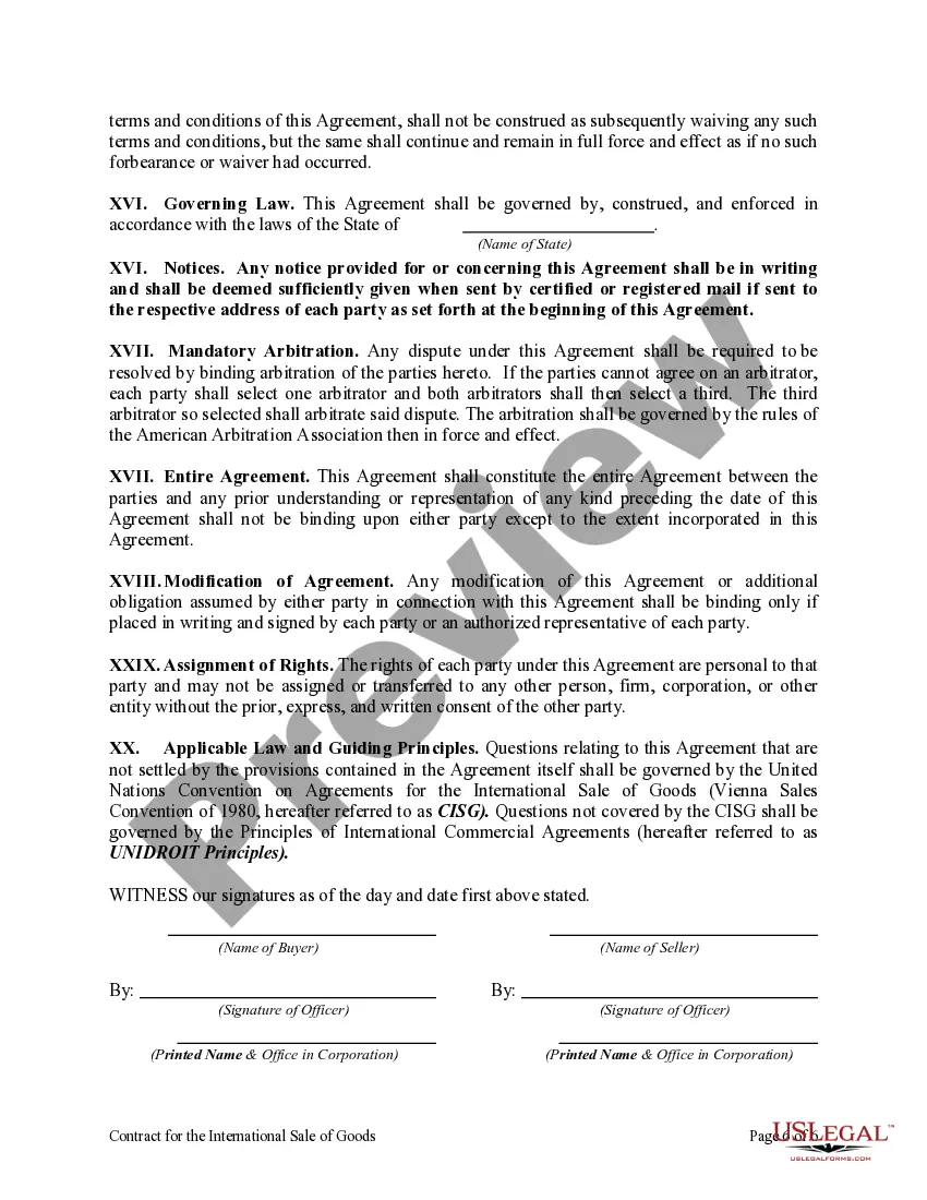 Preview Contract for the International Sale of Goods with Purchase Money Security Interest