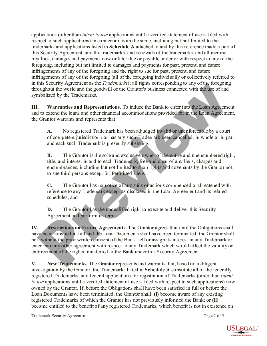page 1 Trademark Security Agreement preview