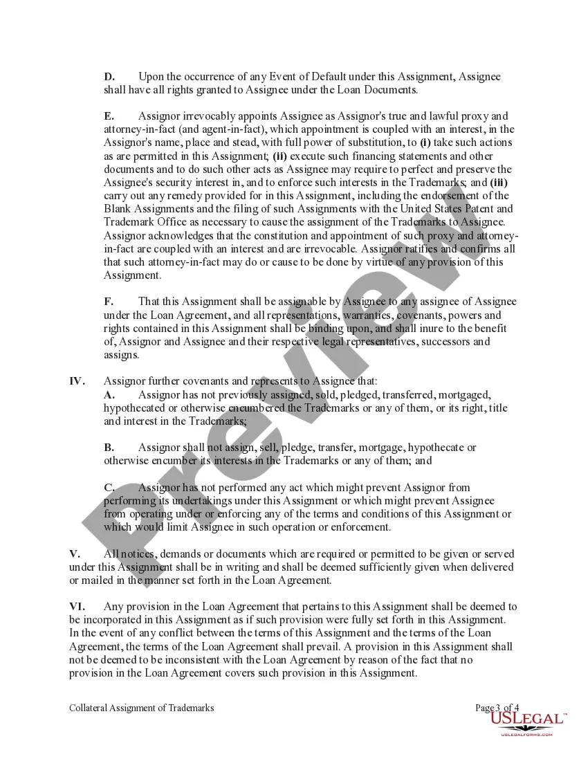 Get Collateral Assignment of Trademarks Preview Collateral Assignment of Trademarks