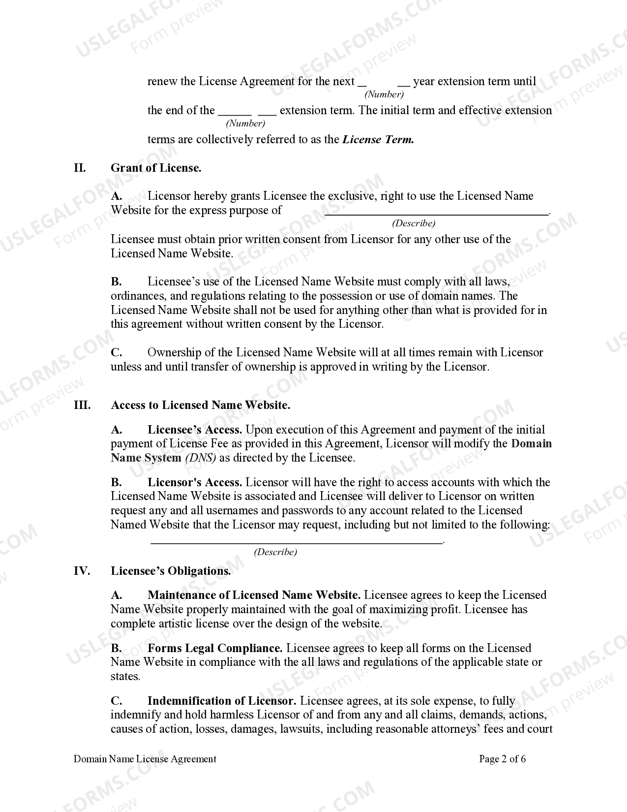 Montana Domain Name License Agreement License Agreement From US 
