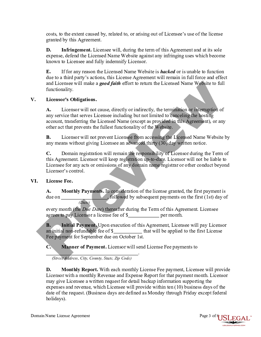 Mississippi Domain Name License Agreement - License Agreement From | US ...