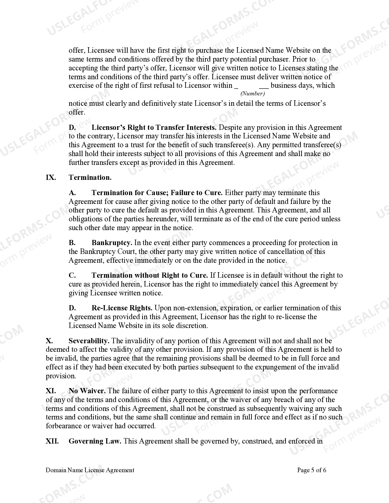North Carolina Domain Name License Agreement US Legal Forms