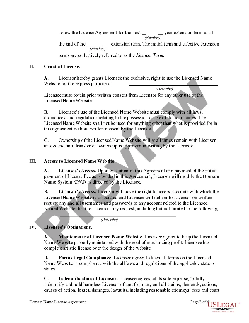 Get Domain Name License Agreement Preview Domain Name License Agreement