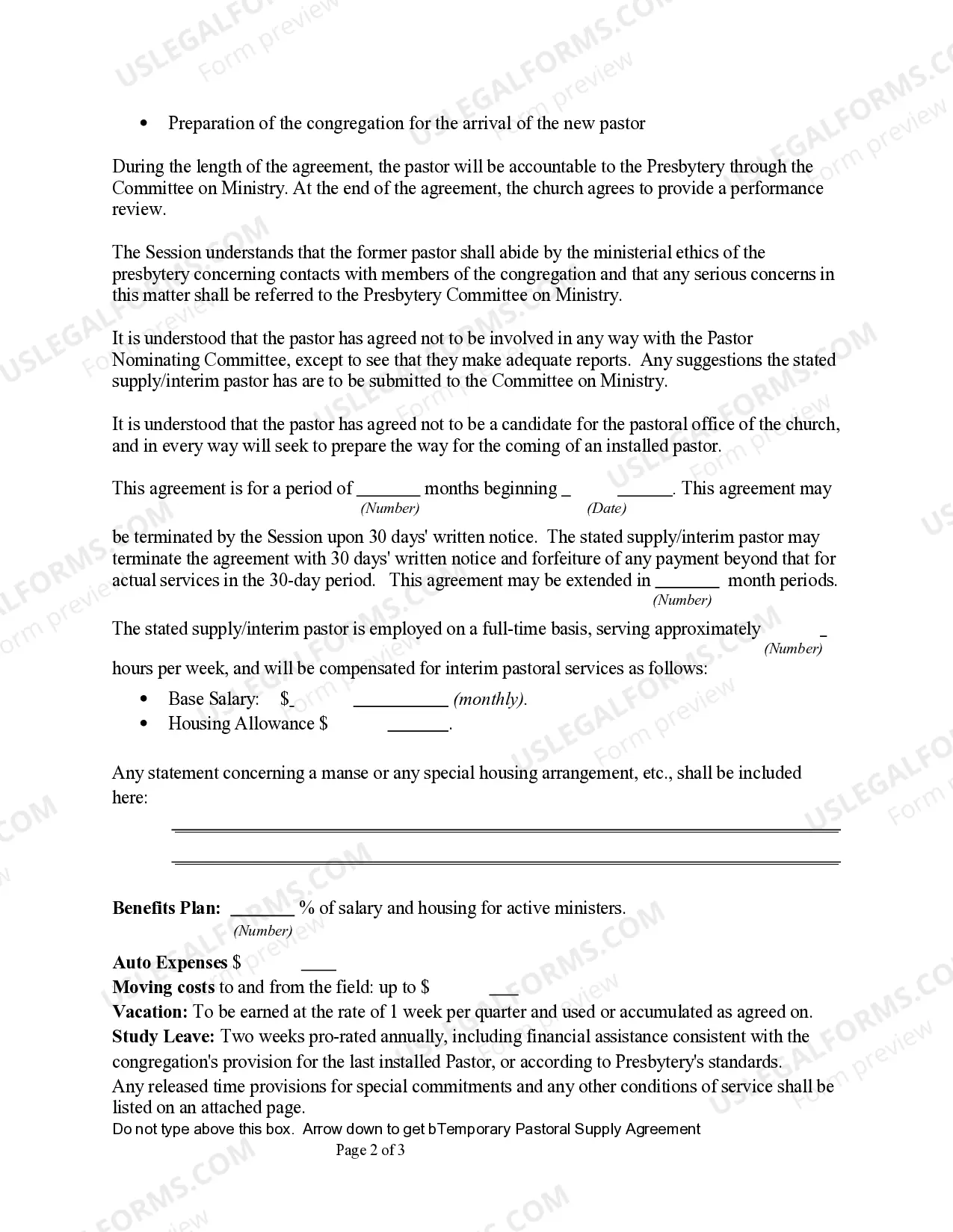 Preview Temporary Pastoral Supply Agreement