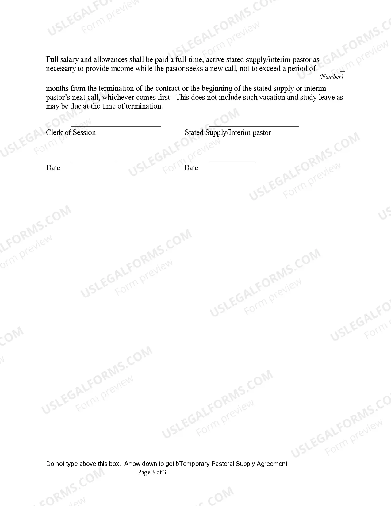 Preview Temporary Pastoral Supply Agreement