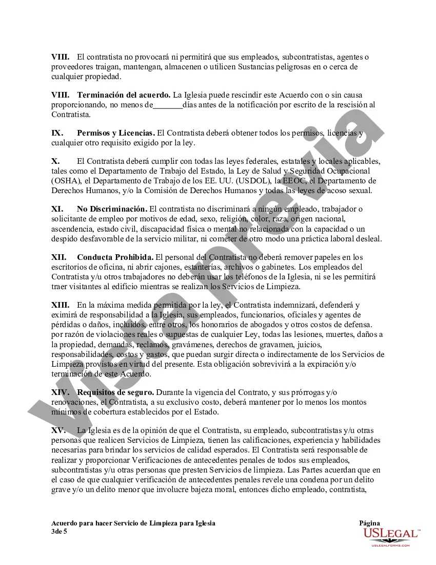 Preview Acuerdo para hacer Servicio de Limpieza para Iglesia