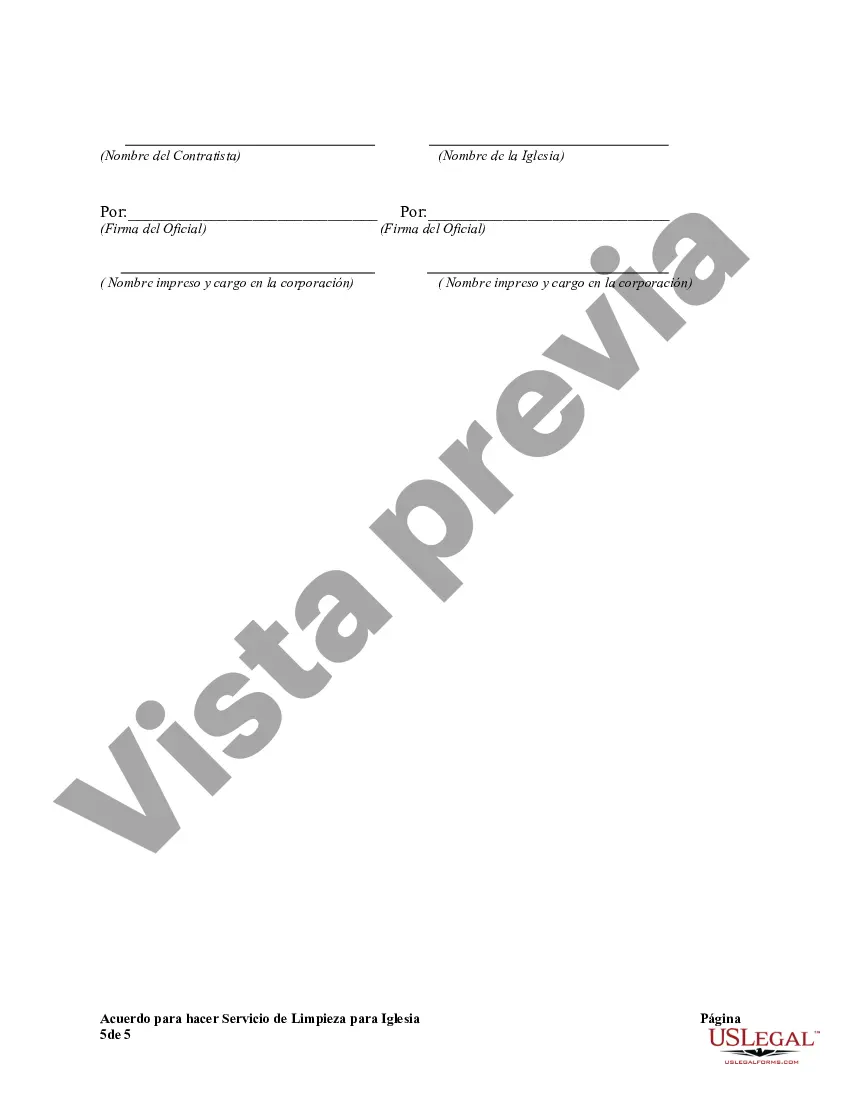 Preview Acuerdo para hacer Servicio de Limpieza para Iglesia