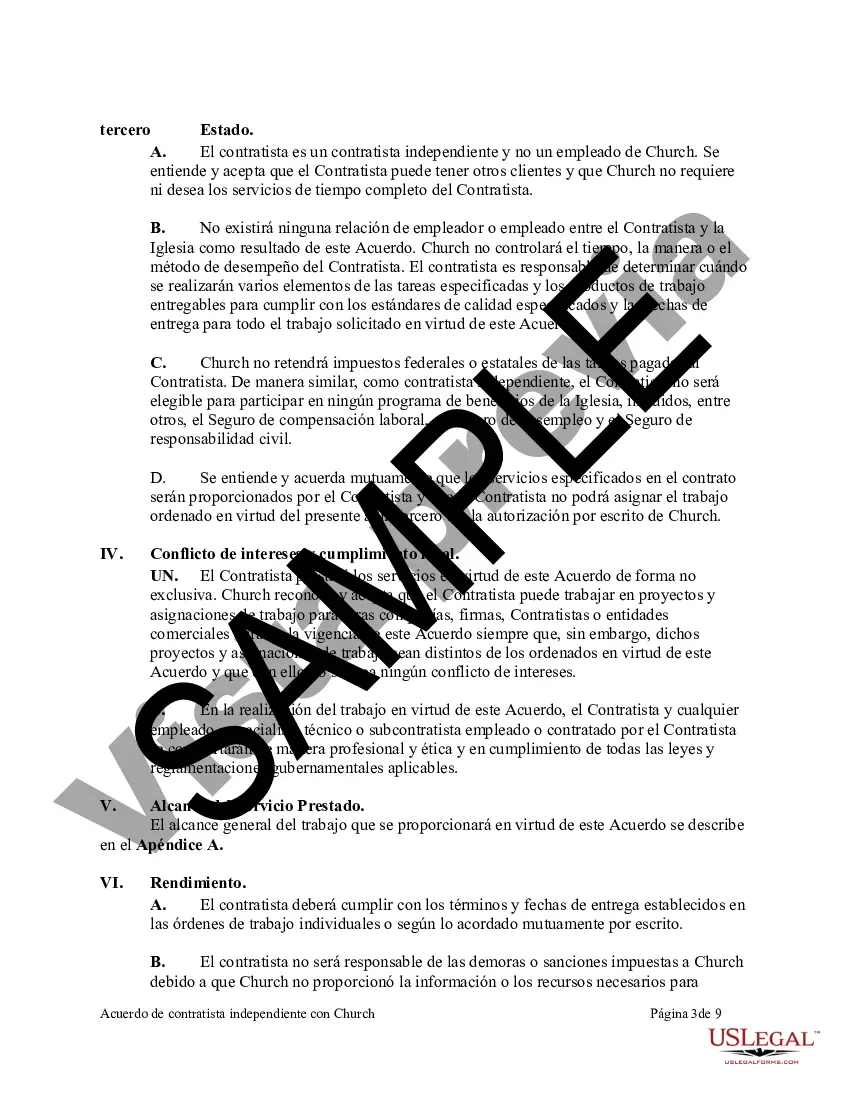 Preview Acuerdo de contratista independiente con la iglesia