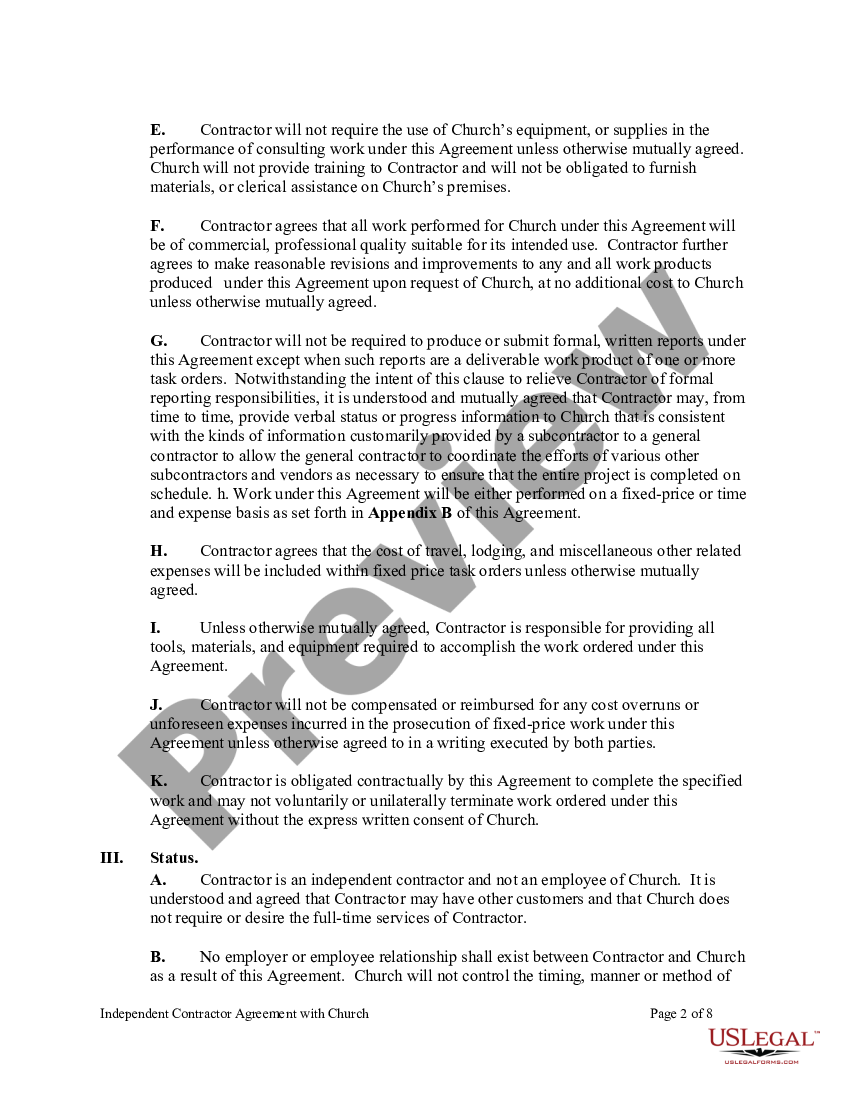 Independent Contractor Agreement with Church - Contract Agree Church ...