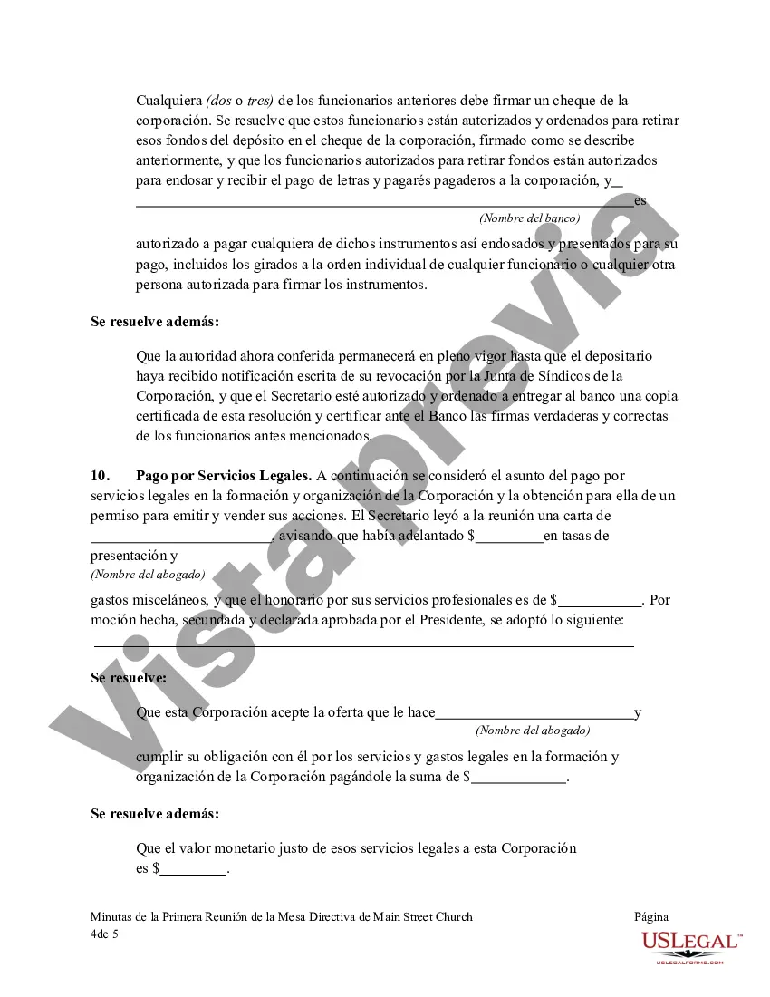 Preview Acta de la Primera Reunión de la Junta de Síndicos de una Iglesia