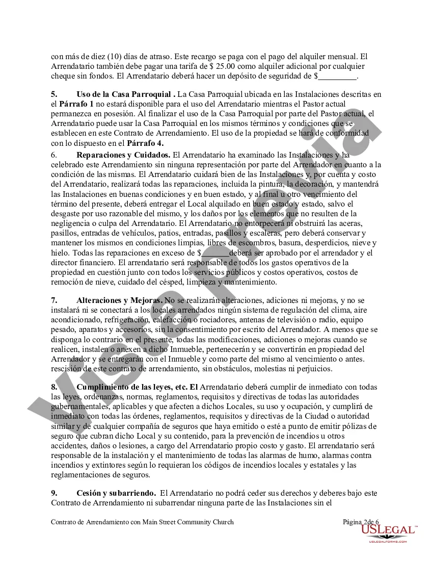 Preview Contrato de Arrendamiento con una Iglesia Comunitaria