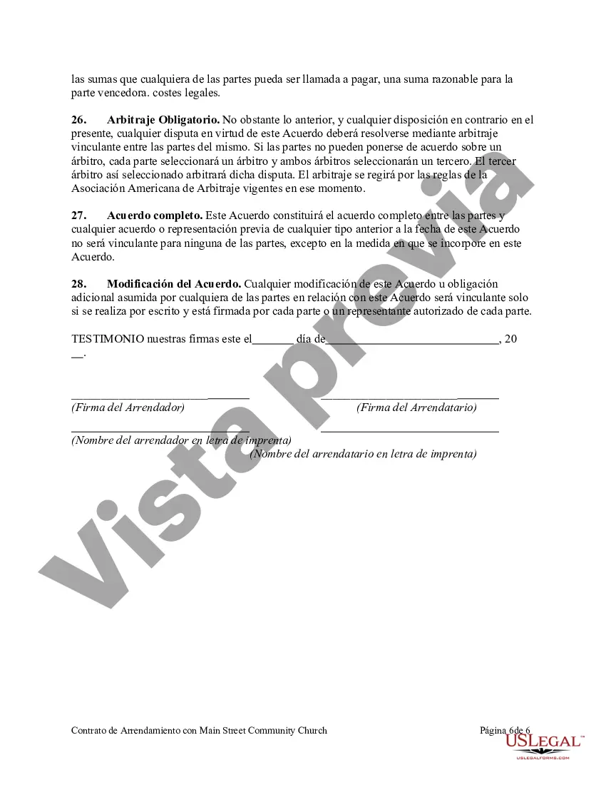 Preview Contrato de Arrendamiento con una Iglesia Comunitaria