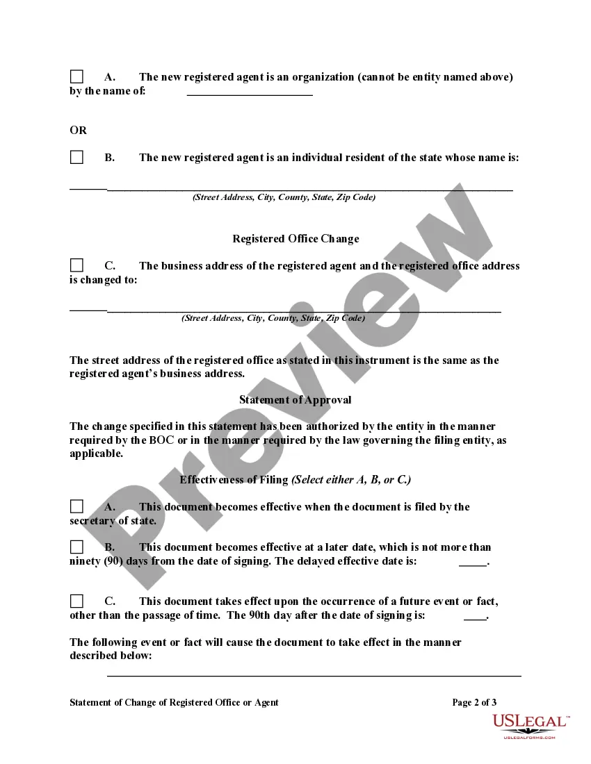 Get Statement of Change of registered Office or Agent Preview Statement of Change of registered Office or Agent