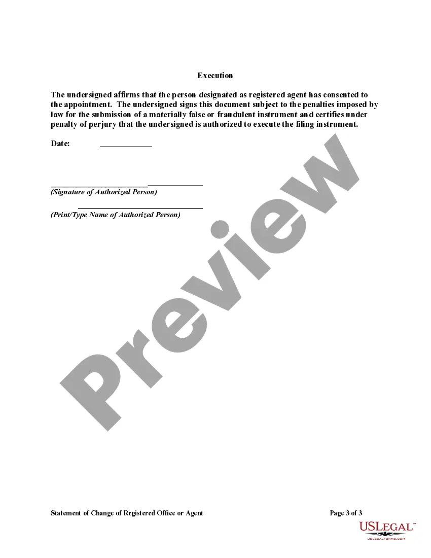 Get Statement of Change of registered Office or Agent Preview Statement of Change of registered Office or Agent