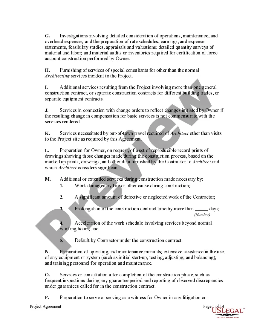 Preview Project Agreement Between A Non-Profit Church Corporation and Architect