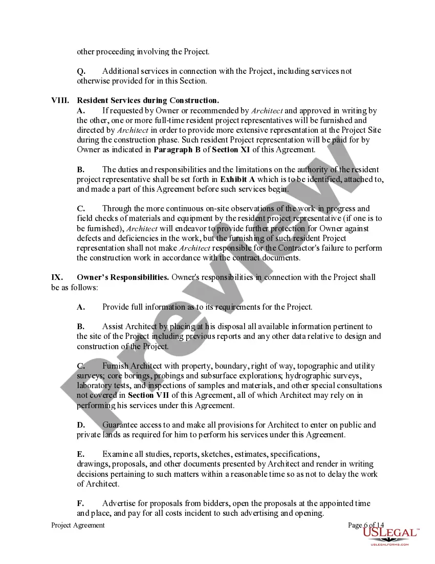 Preview Project Agreement Between A Non-Profit Church Corporation and Architect