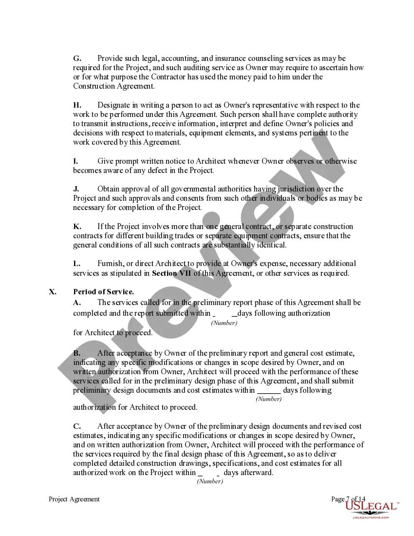 Preview Project Agreement Between A Non-Profit Church Corporation and Architect