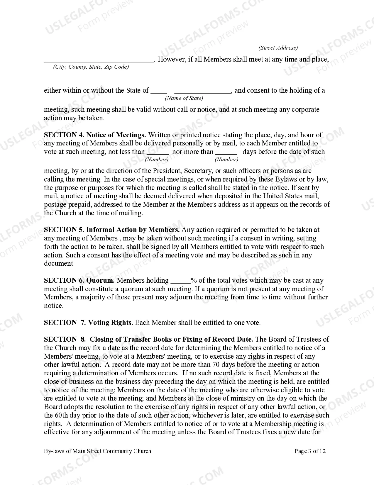 Preview Bi-Laws of a Non-Profit Church Corporation