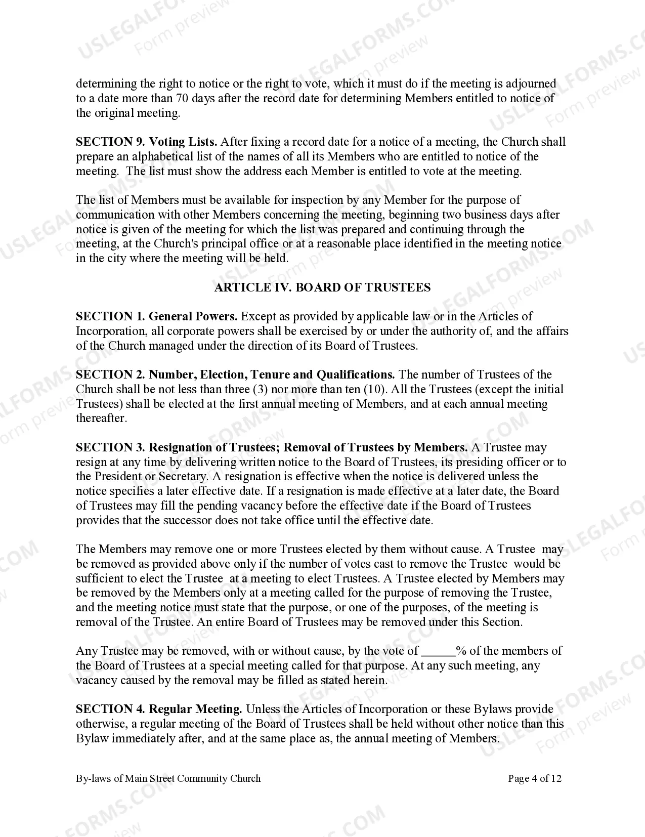 Preview Bi-Laws of a Non-Profit Church Corporation