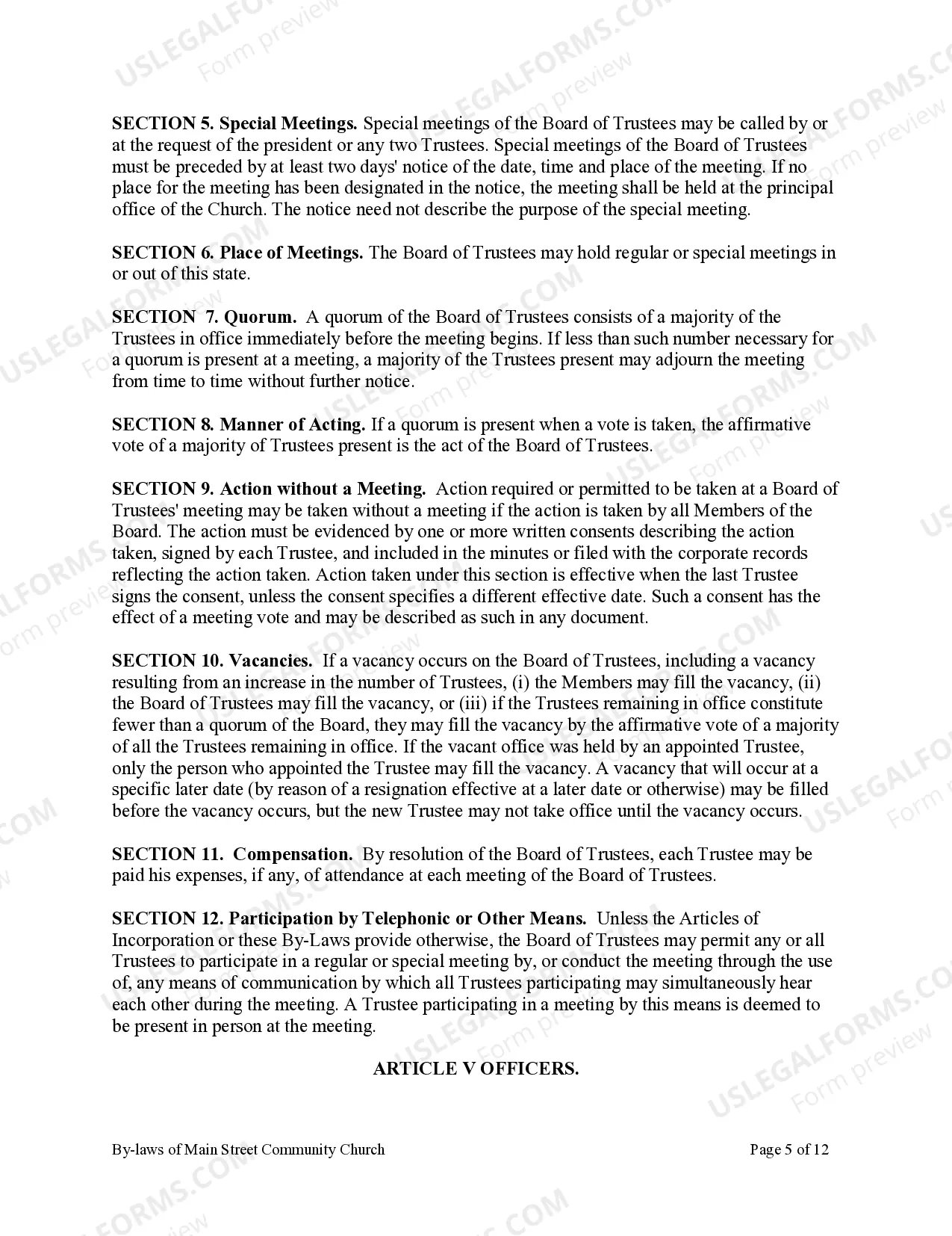 Preview Bi-Laws of a Non-Profit Church Corporation