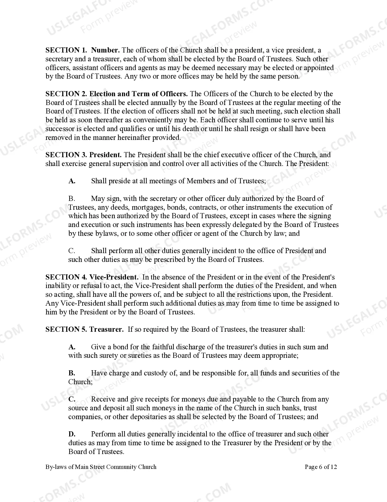 Preview Bi-Laws of a Non-Profit Church Corporation