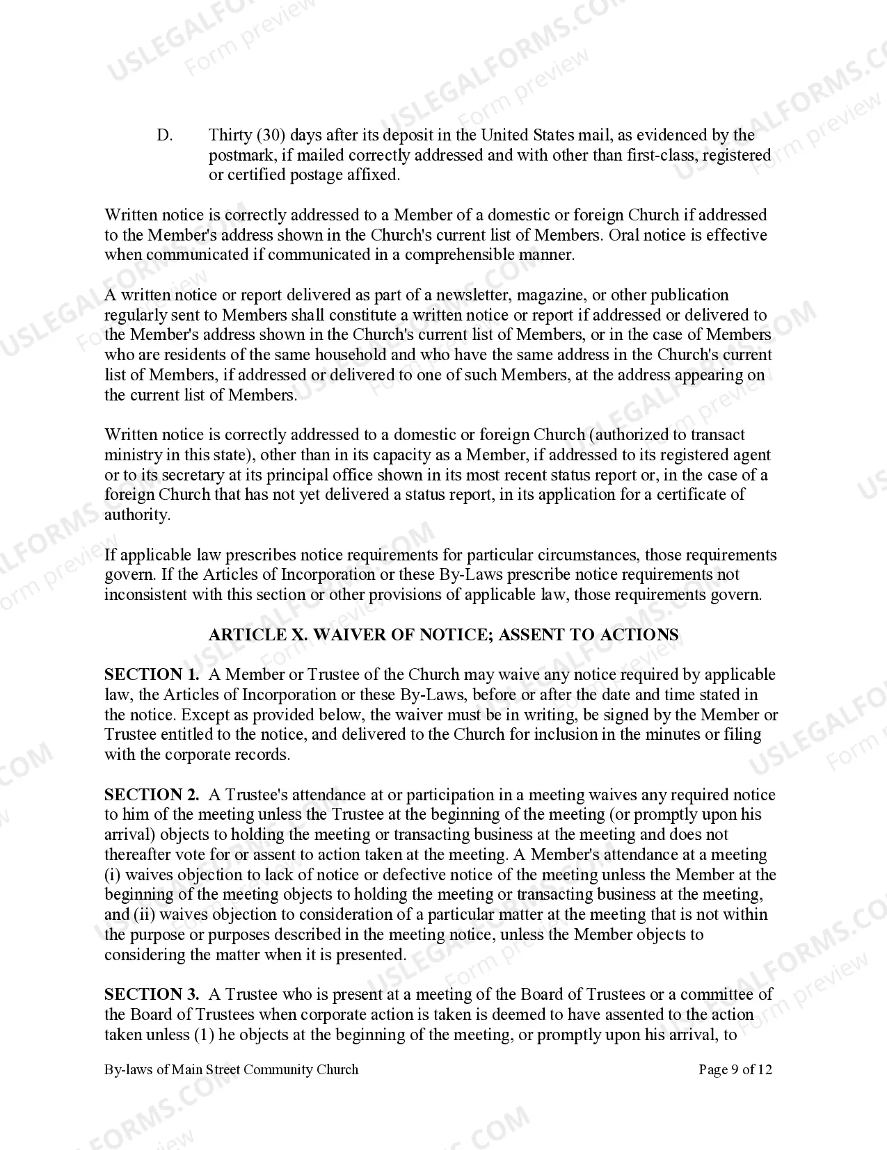 Preview Bi-Laws of a Non-Profit Church Corporation