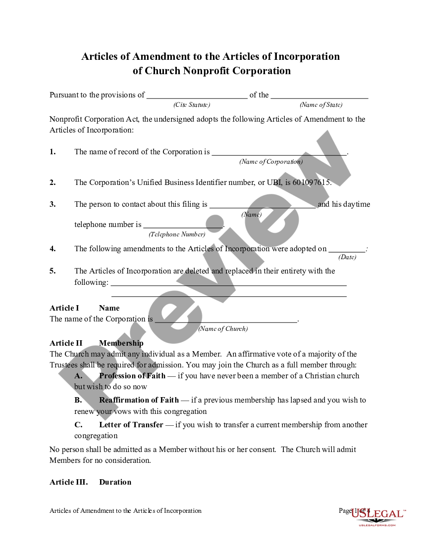 Middlesex Massachusetts Articles Of Amendment To The Articles Of Incorporation Of Church Non 3101