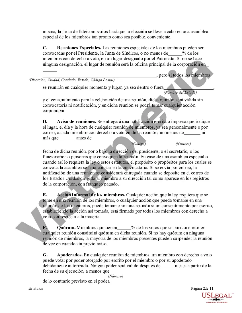 Preview Estatutos de una corporación eclesiástica sin fines de lucro