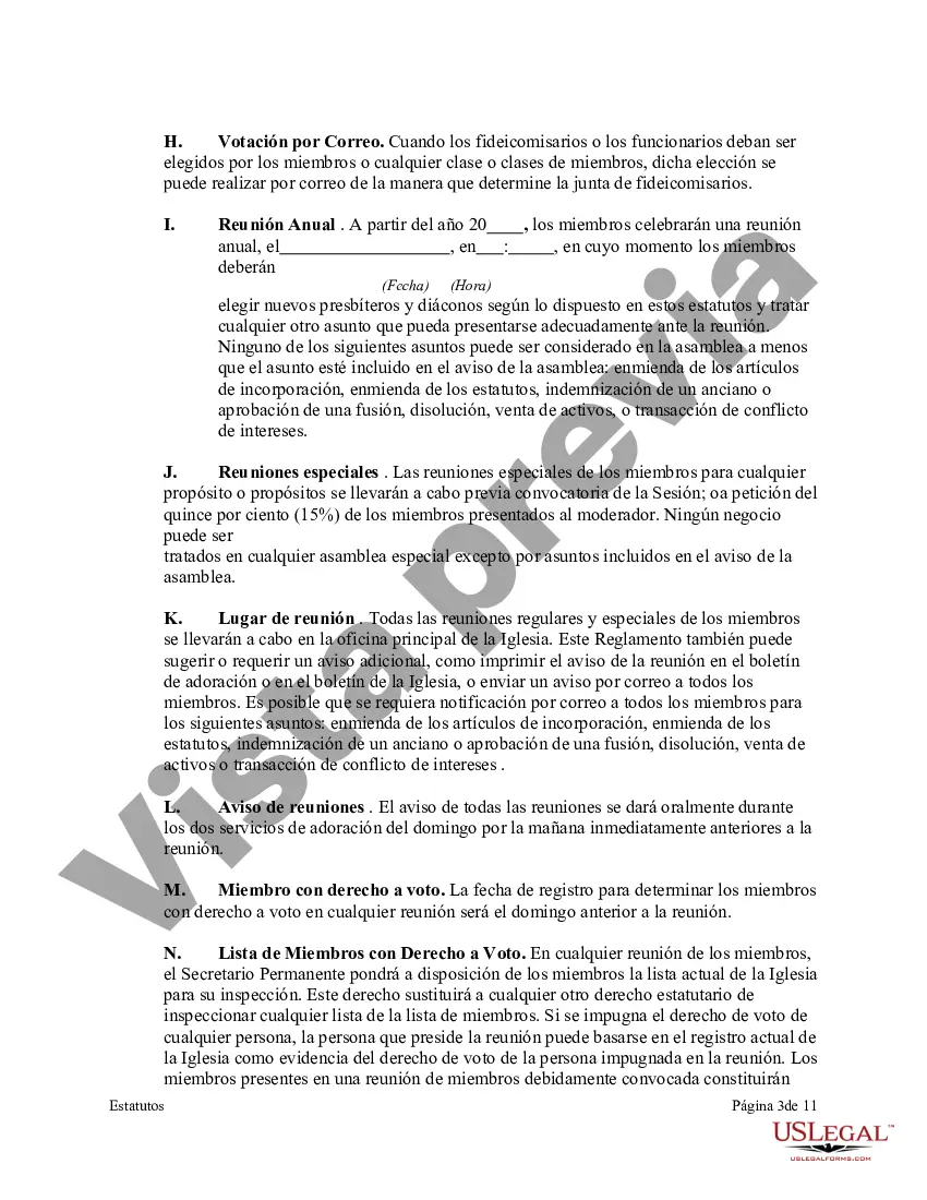 Preview Estatutos de una corporación eclesiástica sin fines de lucro