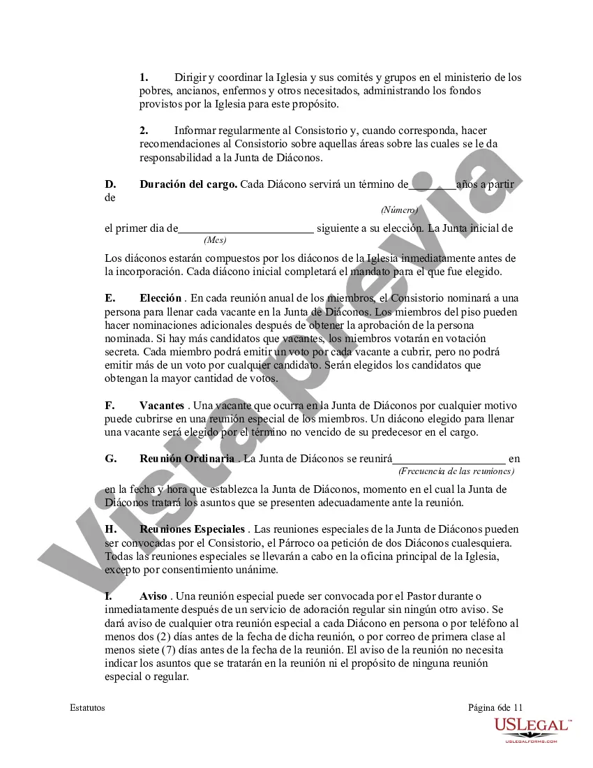 Preview Estatutos de una corporación eclesiástica sin fines de lucro