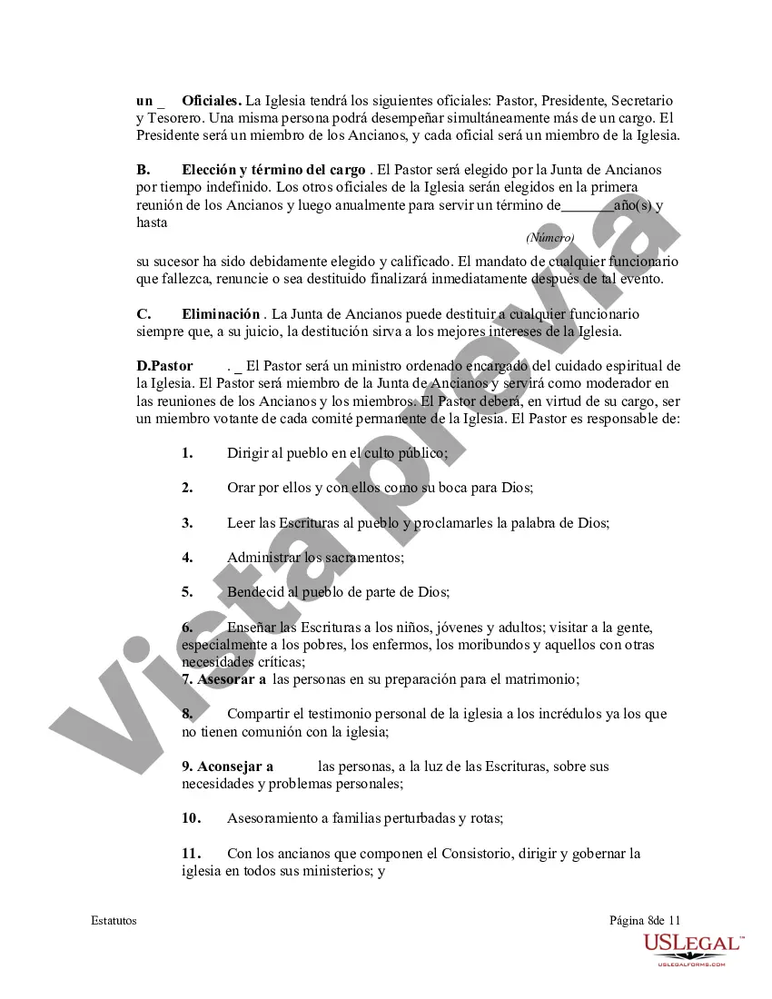 Preview Estatutos de una corporación eclesiástica sin fines de lucro