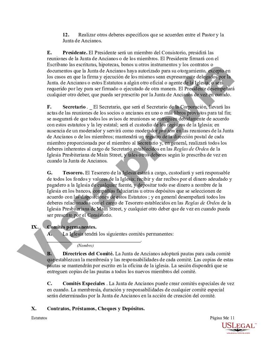 Preview Estatutos de una corporación eclesiástica sin fines de lucro