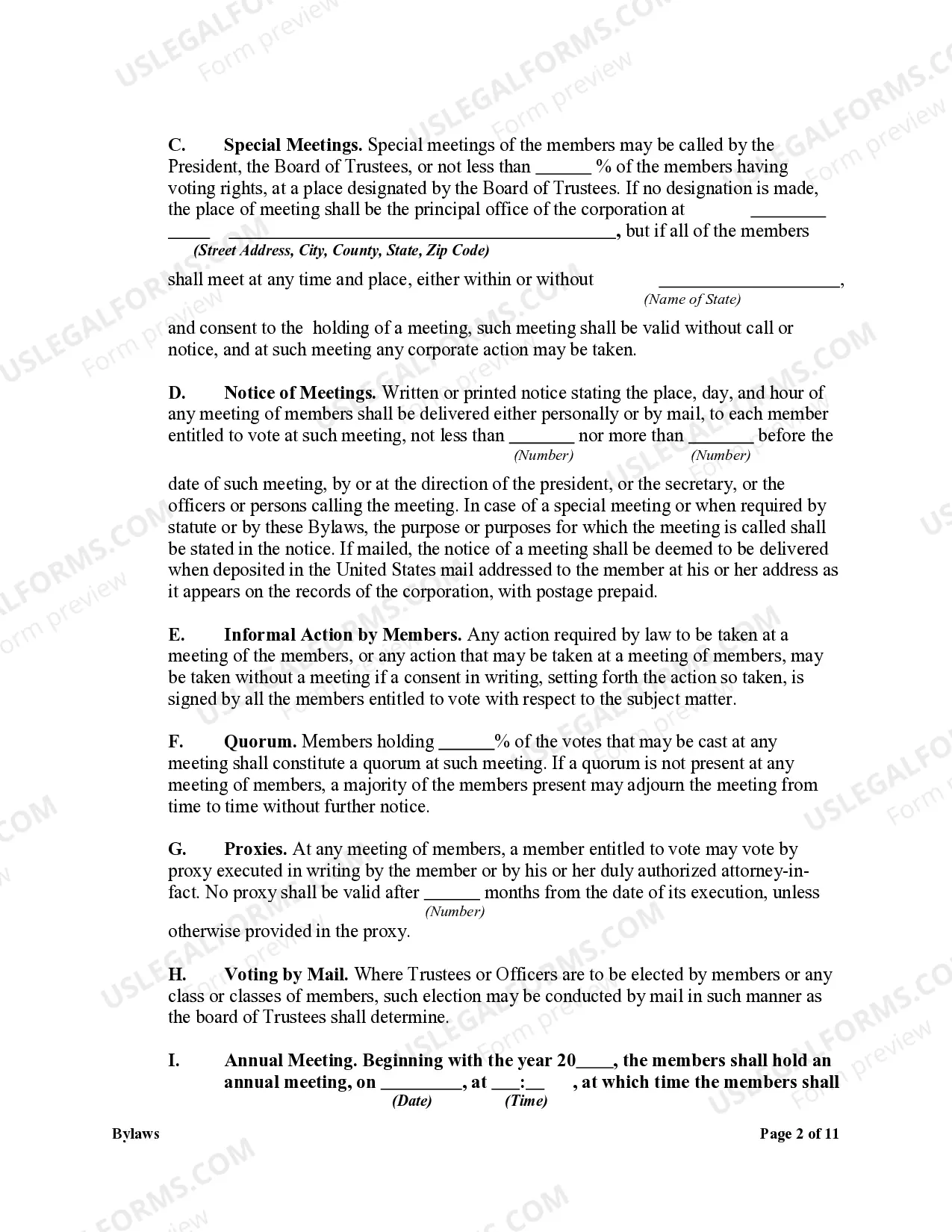 Preview By-Laws of A Non-Profit Church Corporation