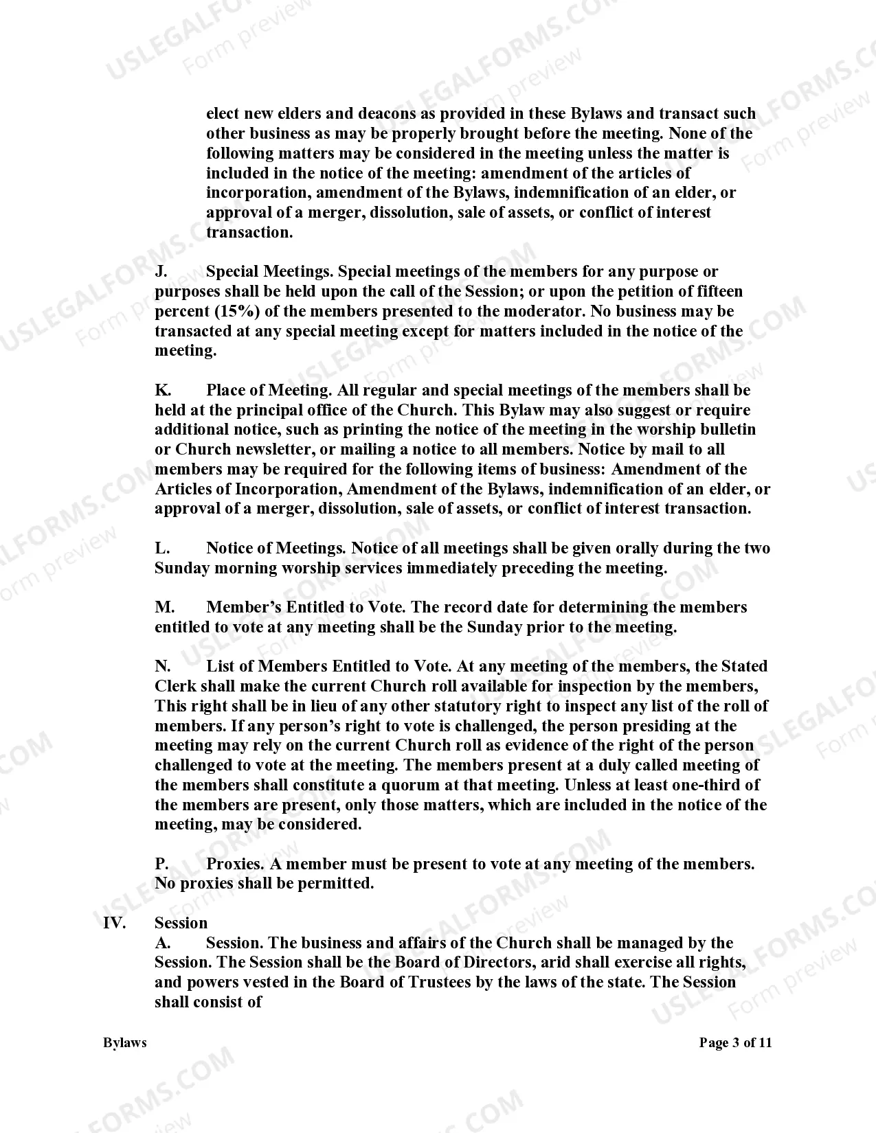 Preview By-Laws of A Non-Profit Church Corporation