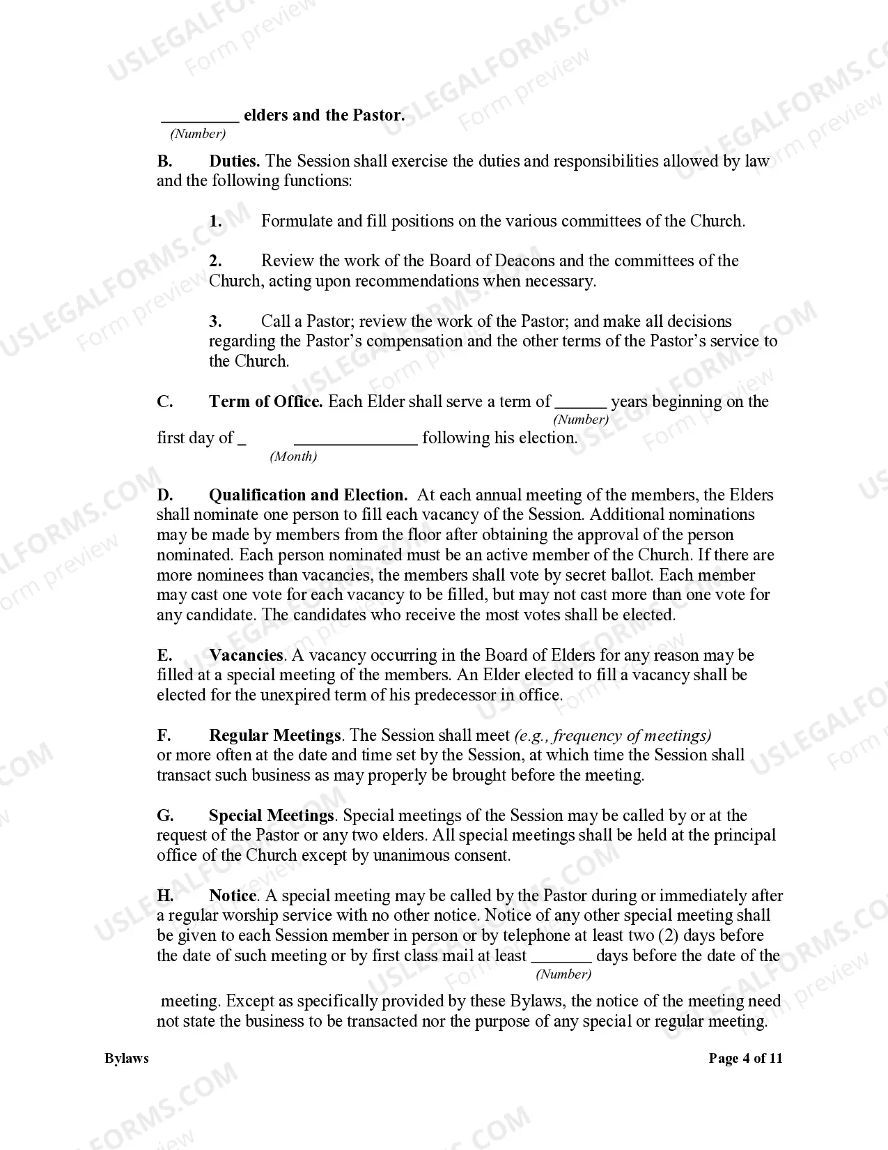 Preview By-Laws of A Non-Profit Church Corporation