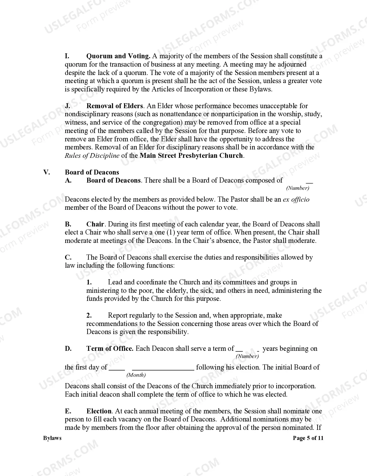 Preview By-Laws of A Non-Profit Church Corporation