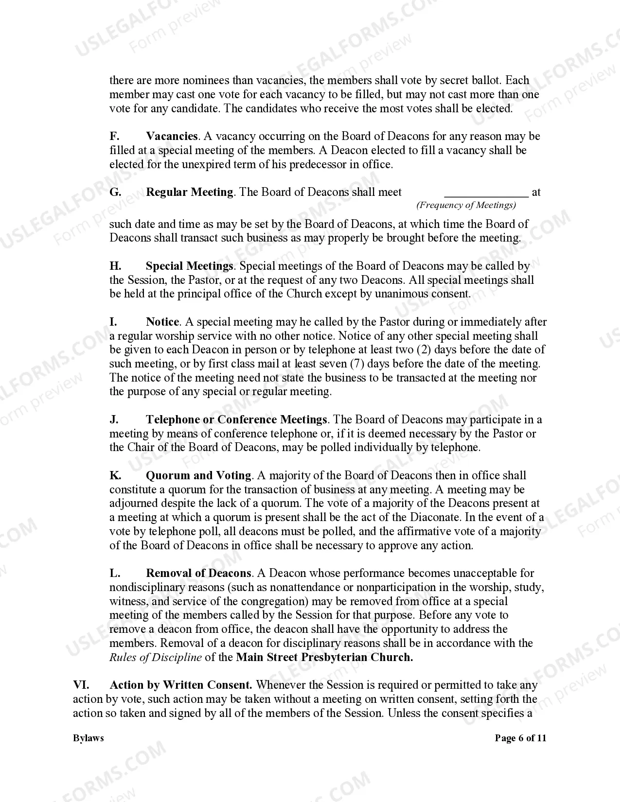 Preview By-Laws of A Non-Profit Church Corporation