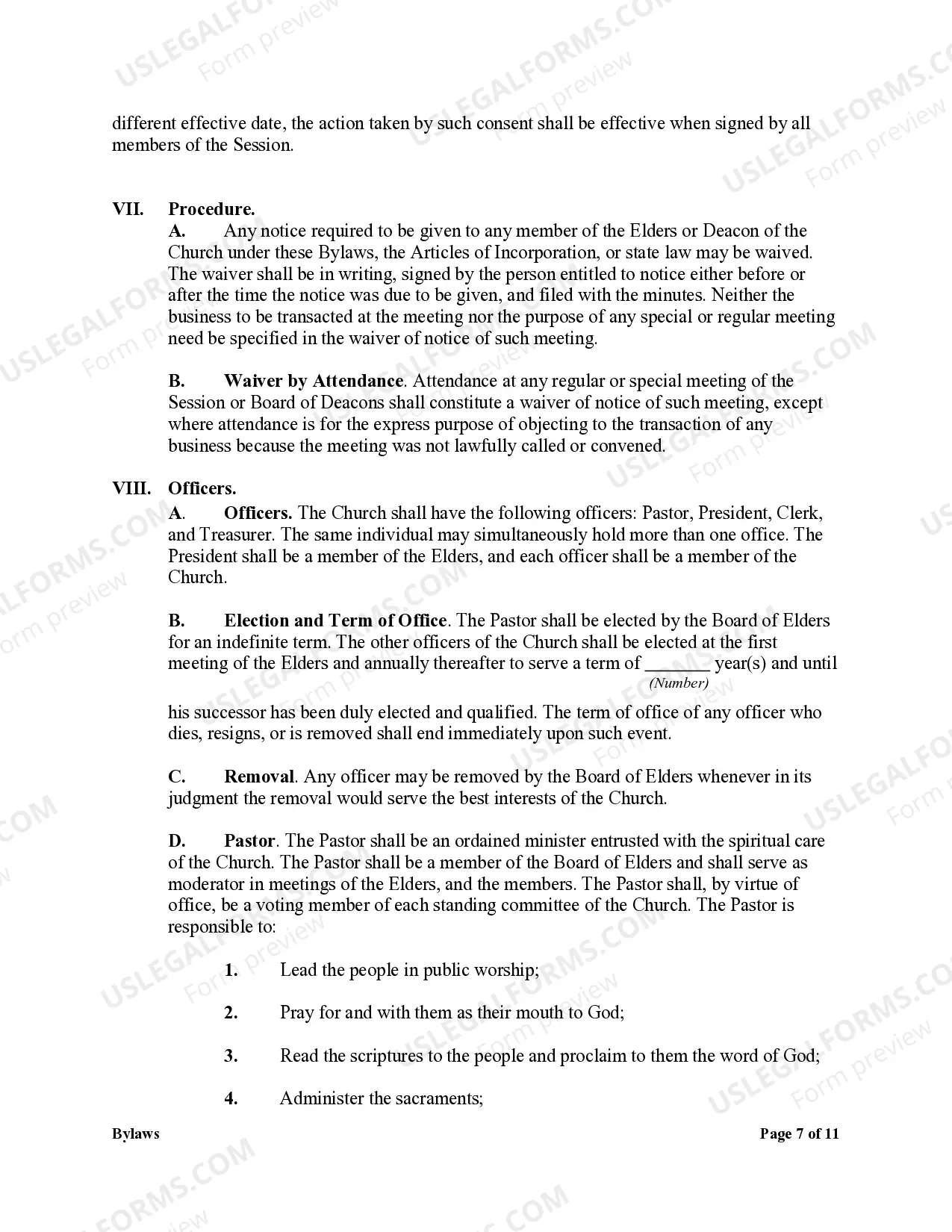 Preview By-Laws of A Non-Profit Church Corporation