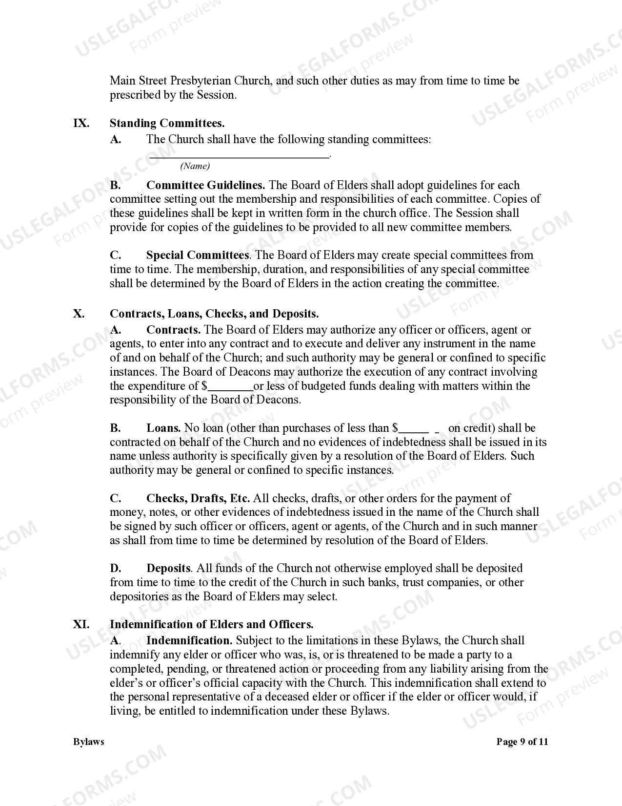 Preview By-Laws of A Non-Profit Church Corporation