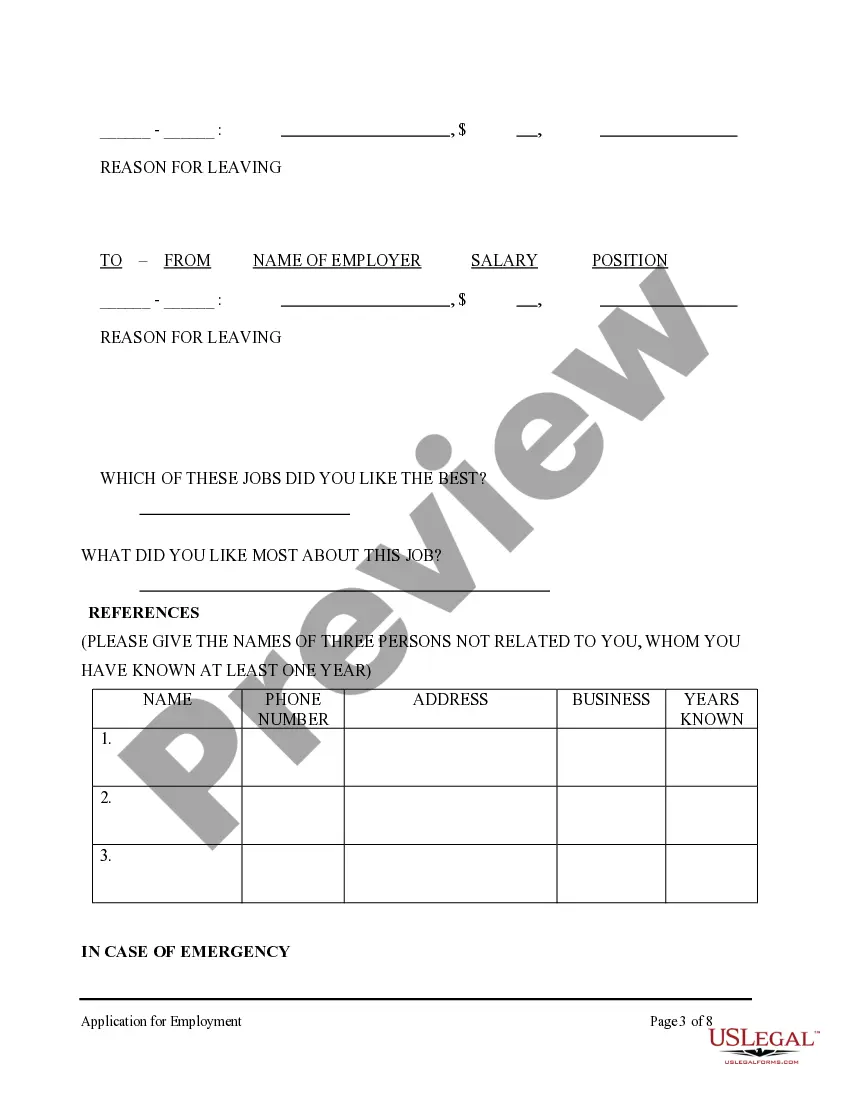 Get Application for Employment Preview Application for Employment
