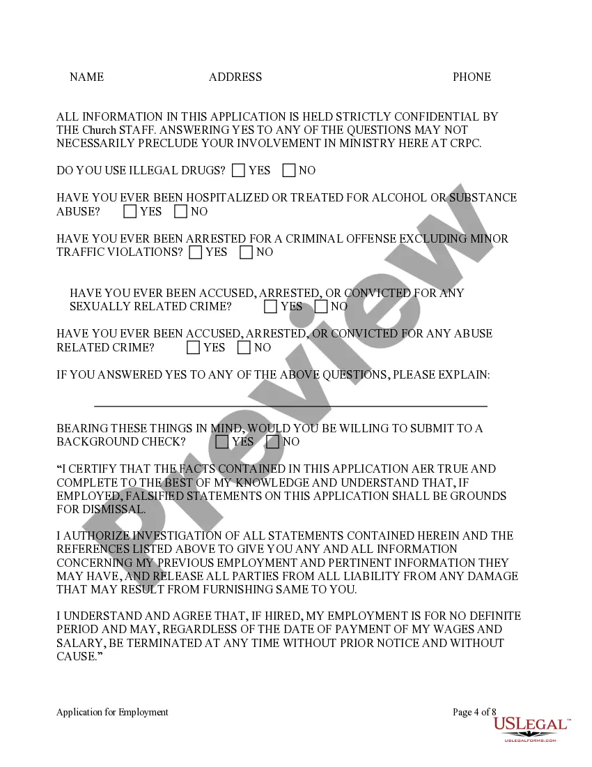 Get Application for Employment Preview Application for Employment