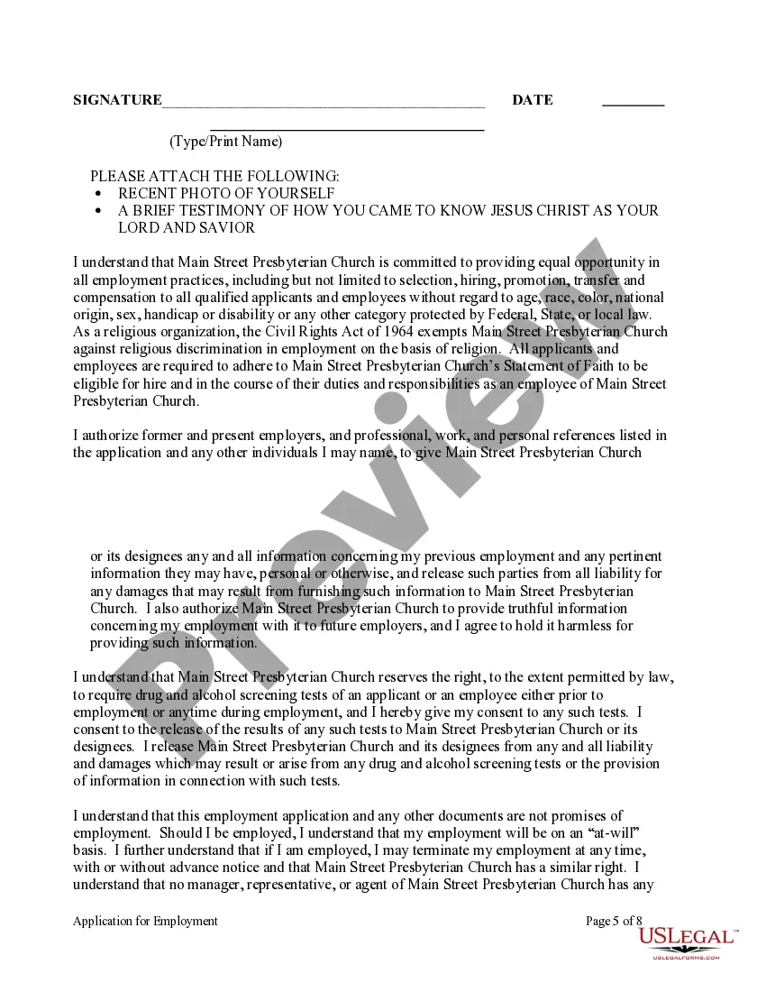 Get Application for Employment Preview Application for Employment