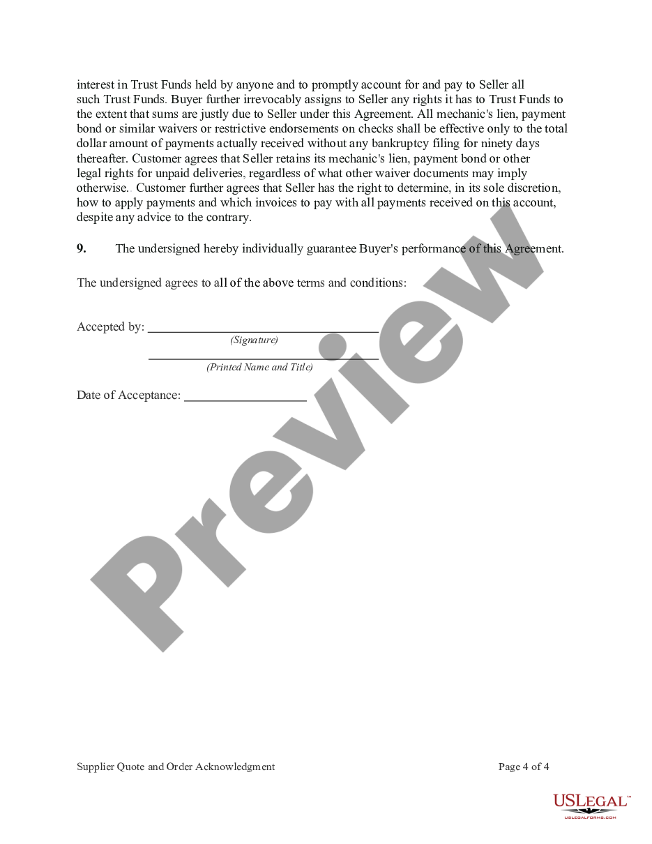 page 3 Supplier Quote and Order Acknowledgment preview