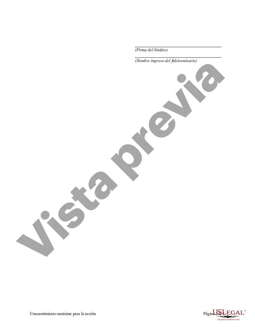 Preview Consentimiento unánime para la acción por parte de la Junta de Fideicomisarios de la Corporación, en lugar de reunirse, ratificando las acciones pasadas de los funcionarios