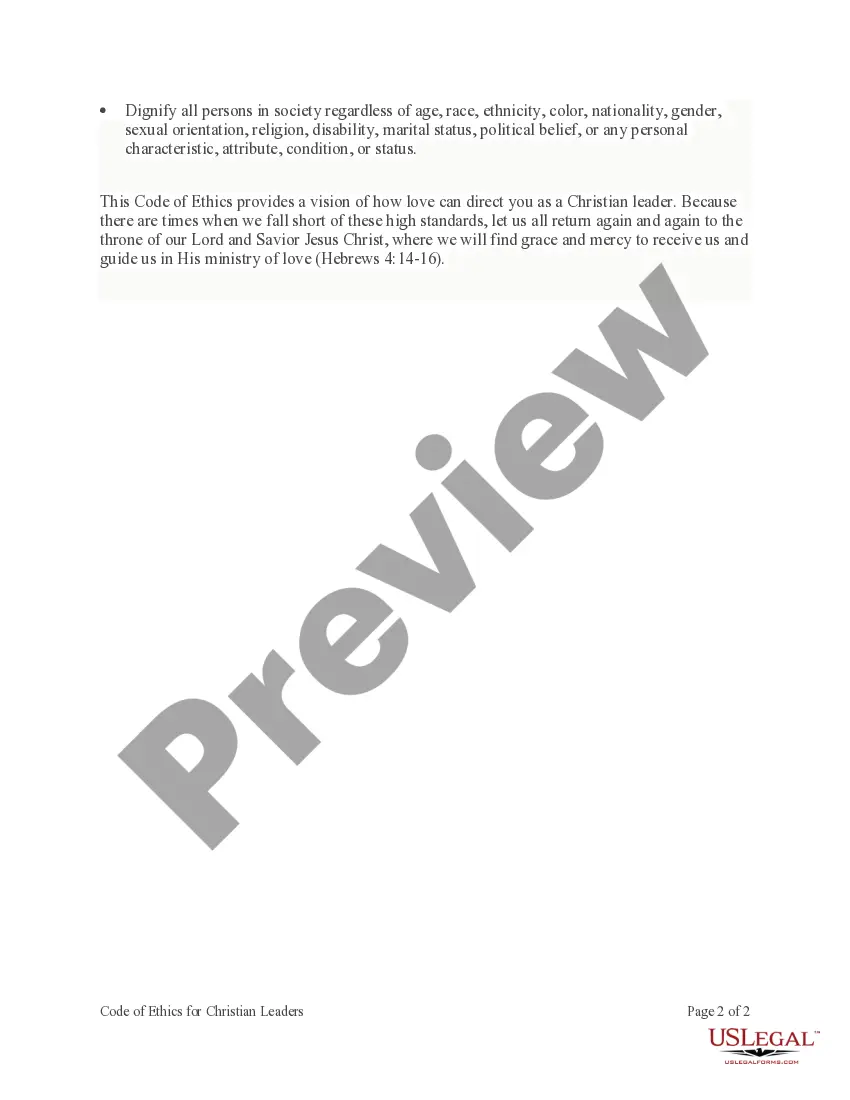 Get Code of Ethics for Christian Leaders Preview Code of Ethics for Christian Leaders