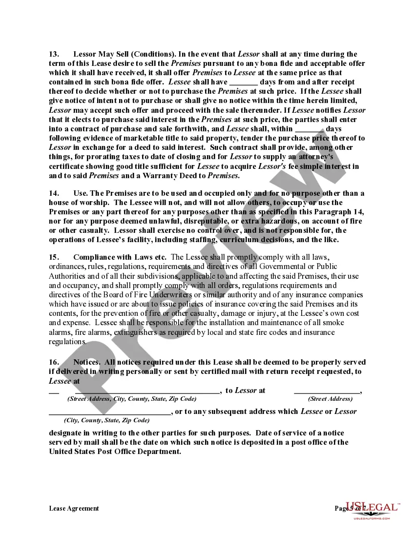 Preview Lease Agreement Between Two Nonprofit Church Corporations