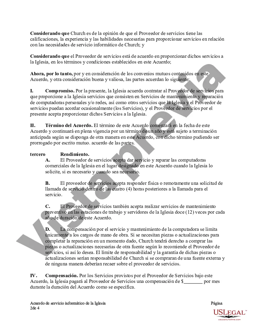 Preview Acuerdo de servicio informático de la iglesia