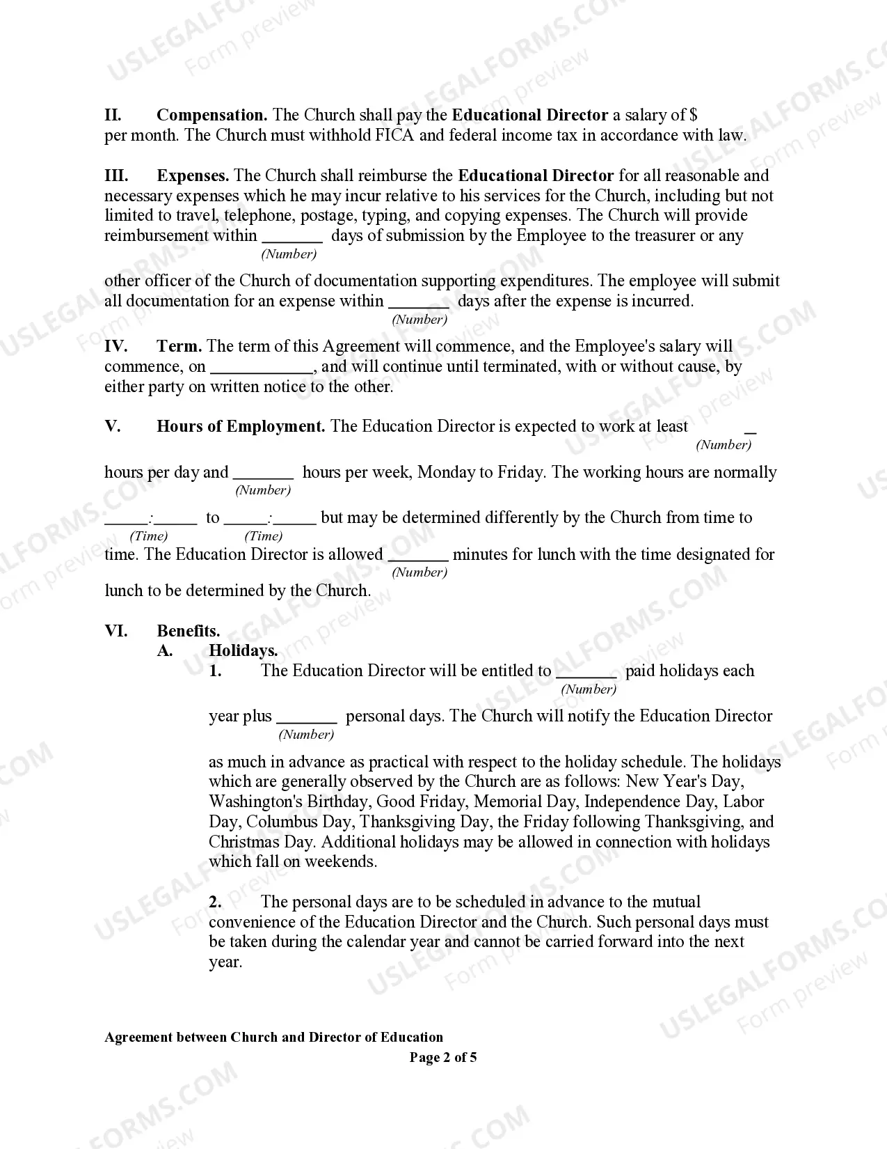 Preview Agreement Between Church and Director of Education