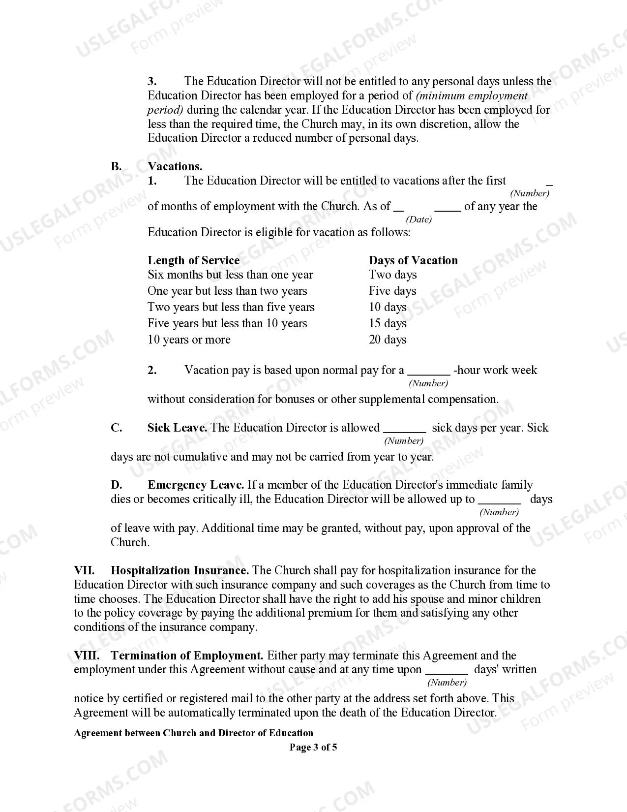 Preview Agreement Between Church and Director of Education
