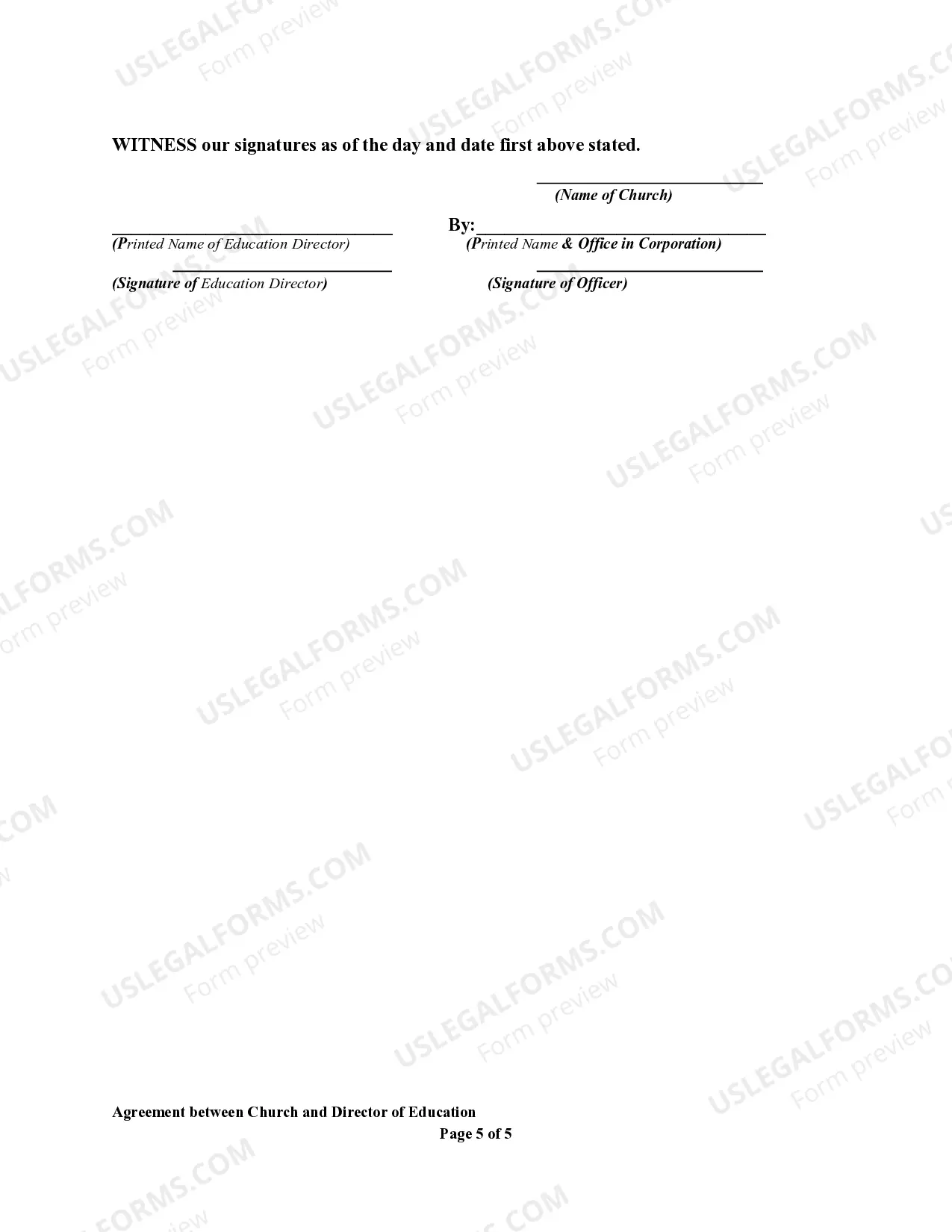 Preview Agreement Between Church and Director of Education